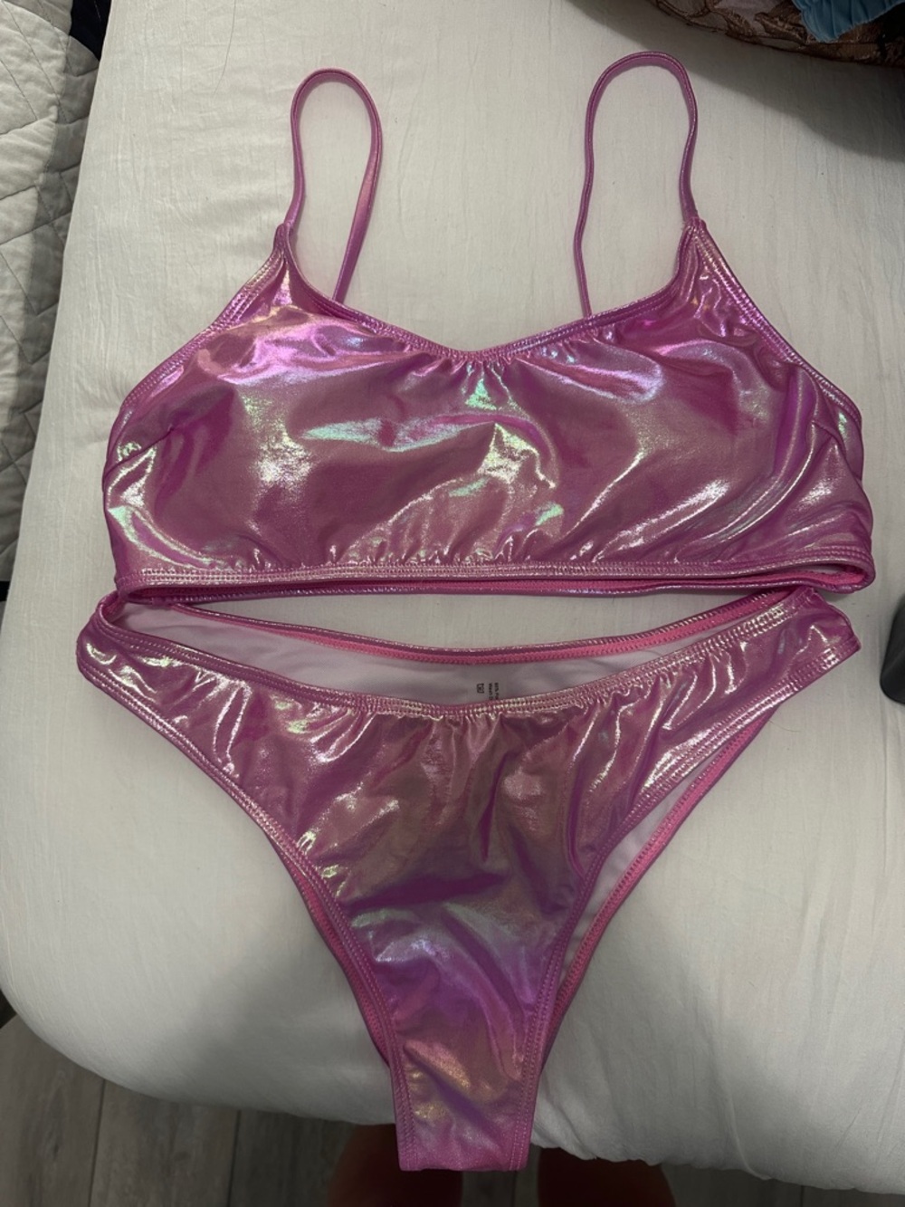 SHEIN Iridescent Pink Metallic Bikini Set